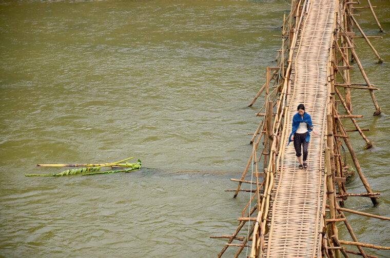 Mekong River Crossing, China - Over a Fluctuating Rapids River