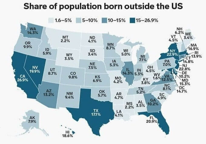Where People From Outside the US Like to Settle