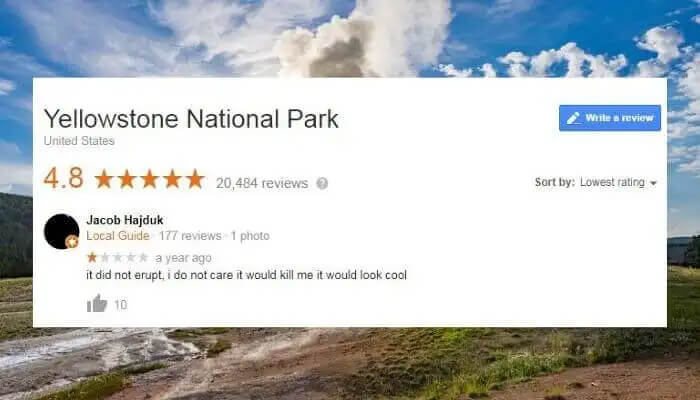 Someone Hoped for a Natural Disaster at Yellowstone National Park