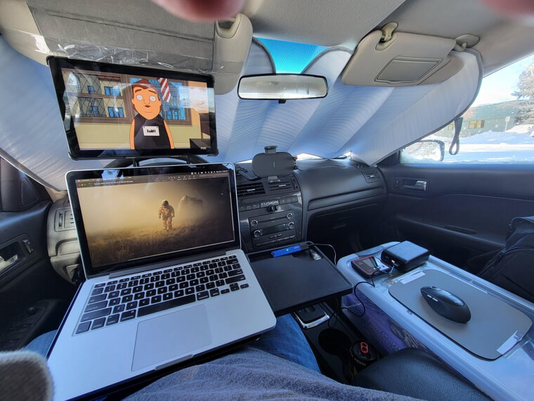 Use a Car Table to Catch up on Emails